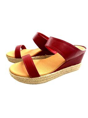 Journee Collection Red Wedge Sandals With Espadrille Soles SZ 8.5